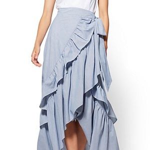 HI-LO RUFFLED WRAP SKIRT
